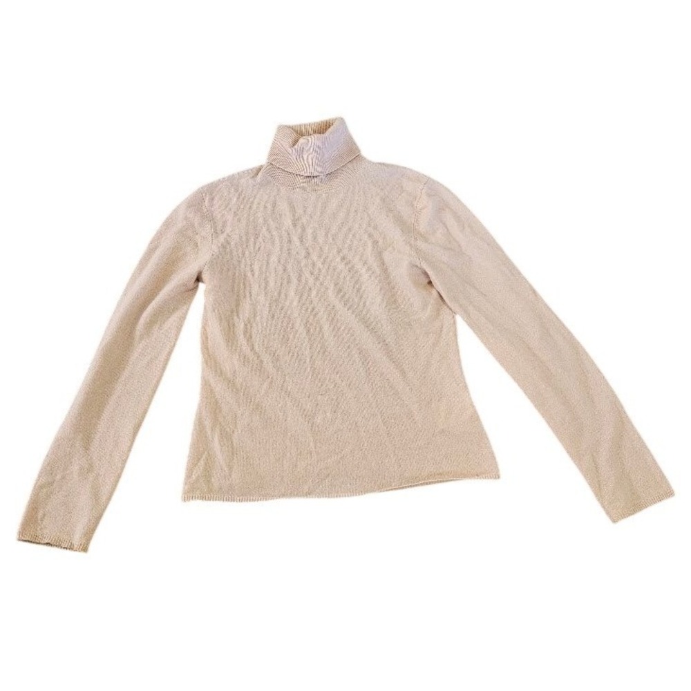 Max Mara Cashmere Turtleneck Sweater Peach Beige XL 100% Cashmere